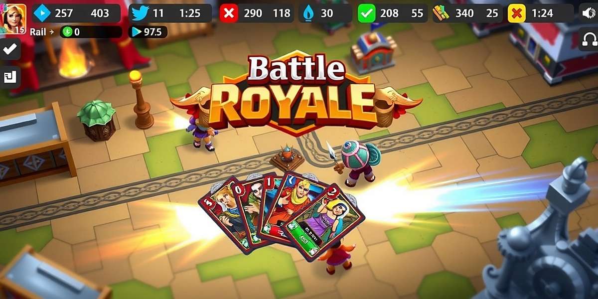 Card Battle Royale game interface showing intense card battle between players with vibrant Indian-themed cards